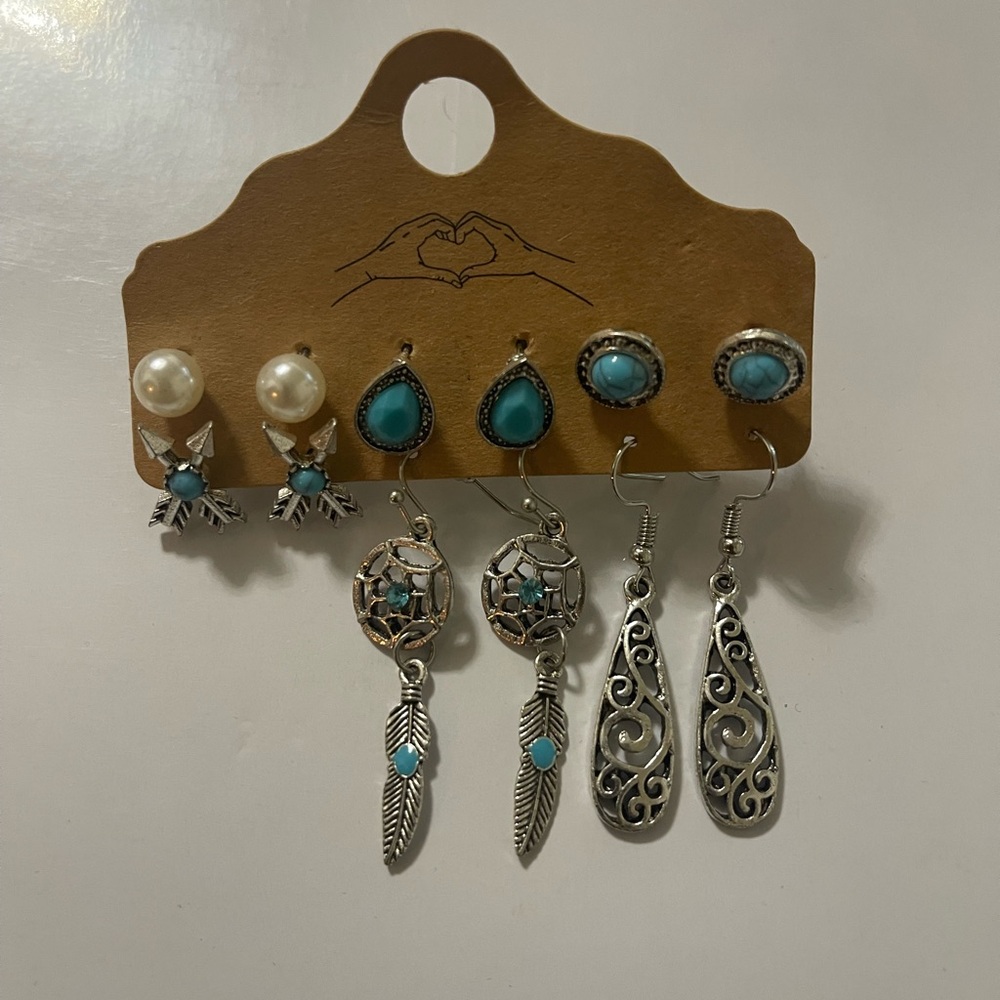 Turquoise and Silver Earring Set